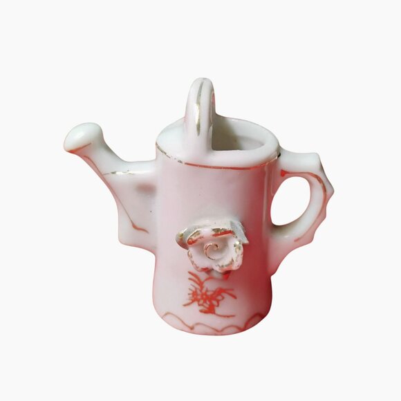 Vintage Miniature Ceramic Watering Can Porcelain Flower Design Made In Japan - Picture 1 of 6